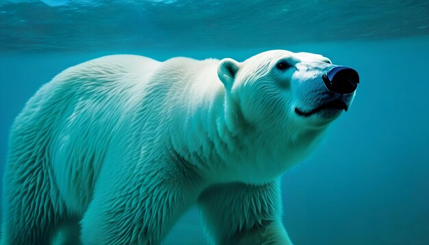 Polar bear underwater closeup