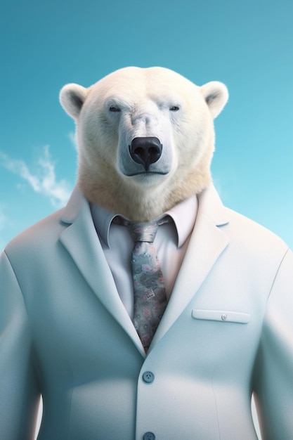 Polar bear in a white suit Generative AI