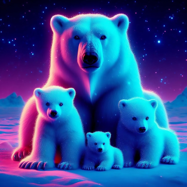 Photo a polar bear with its cubs