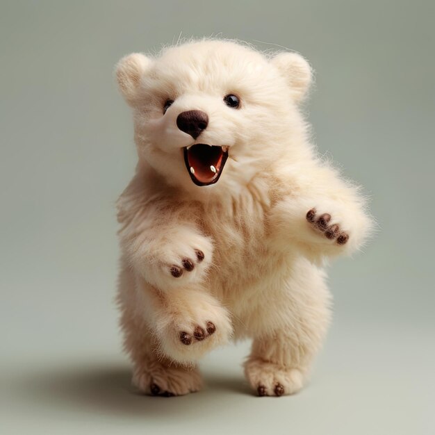 Photo a polar bear with the mouth open is a toy