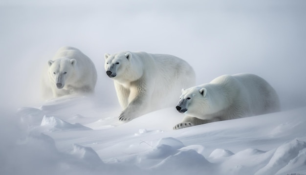 Polar bears on the ice in the arctic