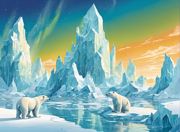 белые медведи на льду