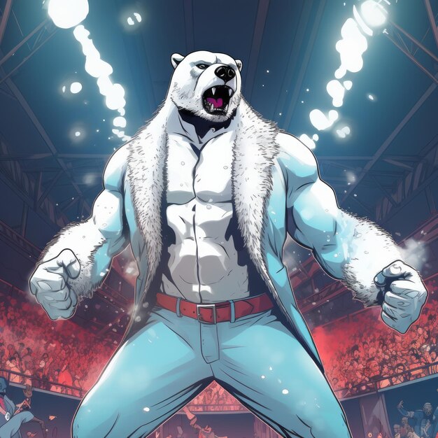 Photo polar brawl the spectacular entrance of the lucha bear