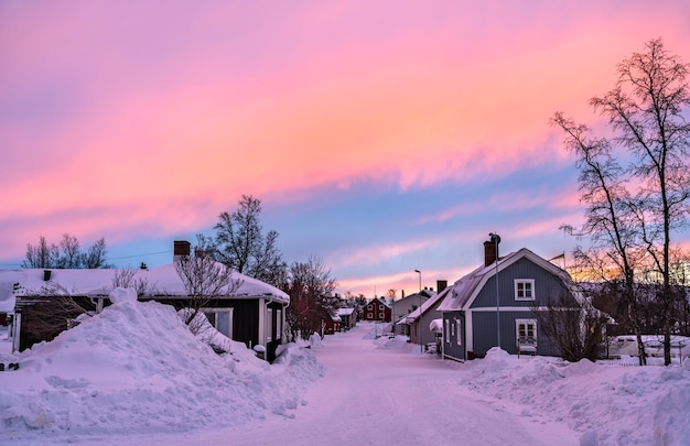 Polar night at kiruna in lapland sweden