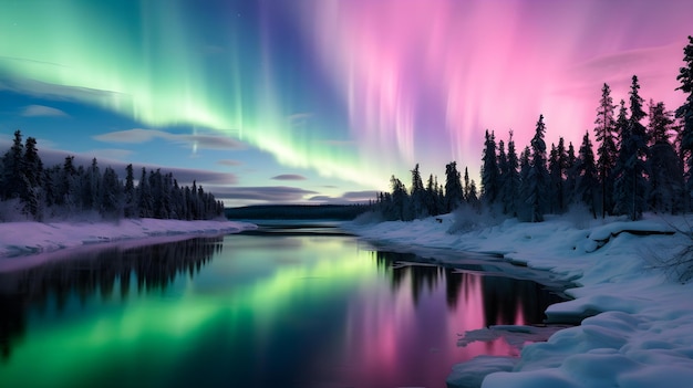 Photo polar night phenomenon in the northern regions of earth