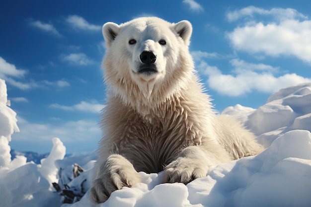 Polar White Bear op een ijsschots in de oceaan in de winter close-up