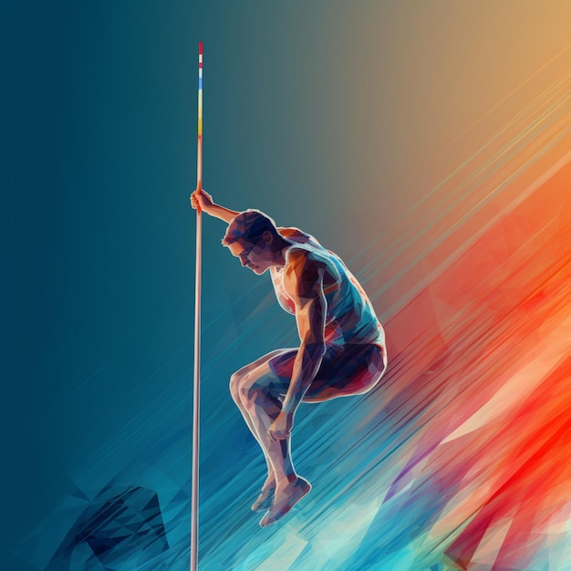 Олимпийский спортсмен в прыжке с столба
