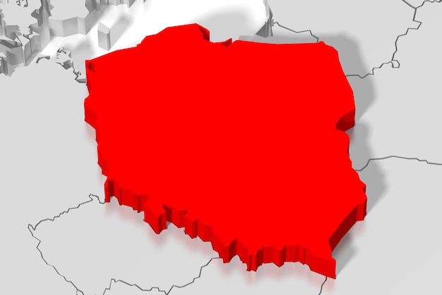 Polen rood land vorm 3D illustratie