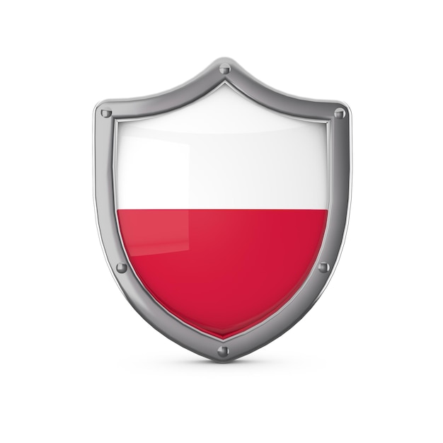 Polen veiligheidsconcept metalen schild vorm met nationale vlag