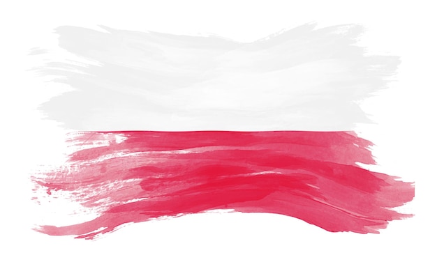 Polen vlag penseelstreek, nationale vlag op witte achtergrond