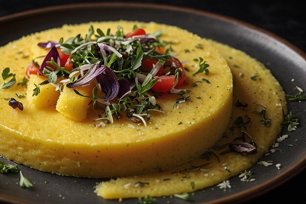 Photo polenta with a sprinkle of herbes de provence