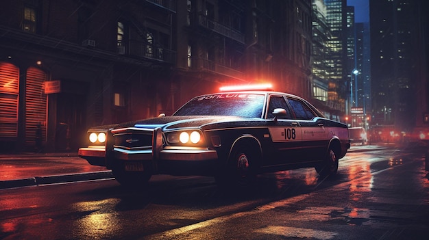 police car in the city 3 d rendering