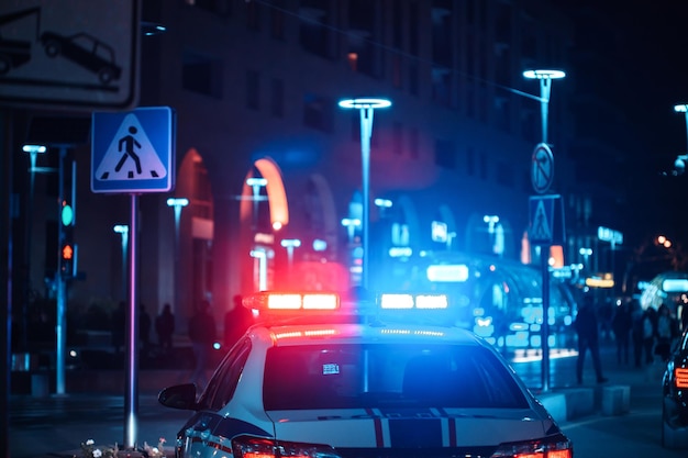 Полицейская машина ночью