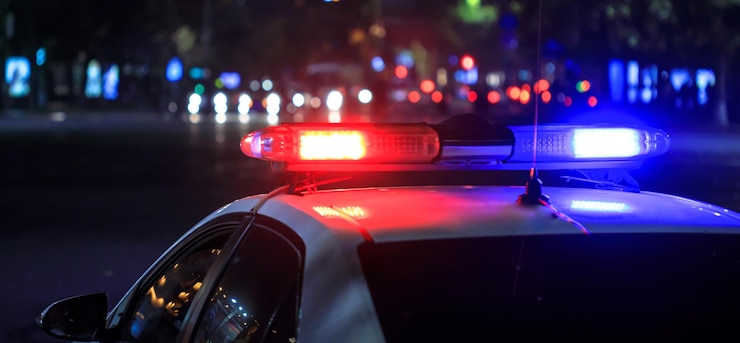 Photo police lights at night