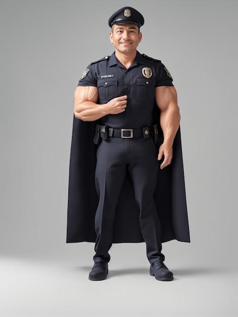 케이프와 유니폼을 입은 경찰관