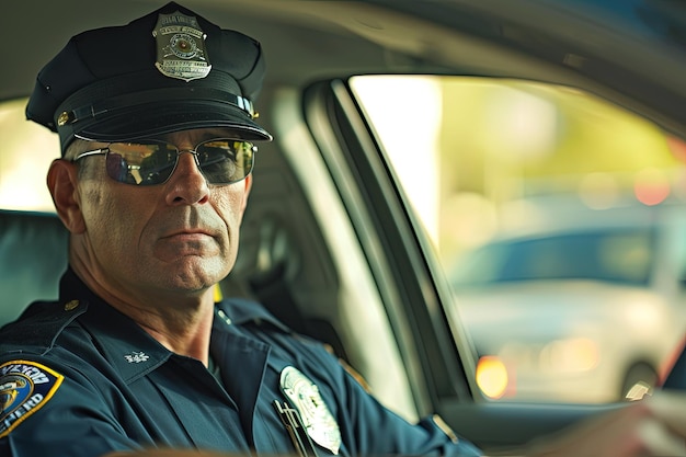 Photo a police officer is sitting in a car