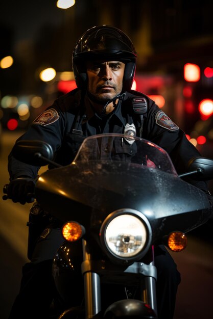 Photo police officer on a motorcycle performing a traffic stop generative ai