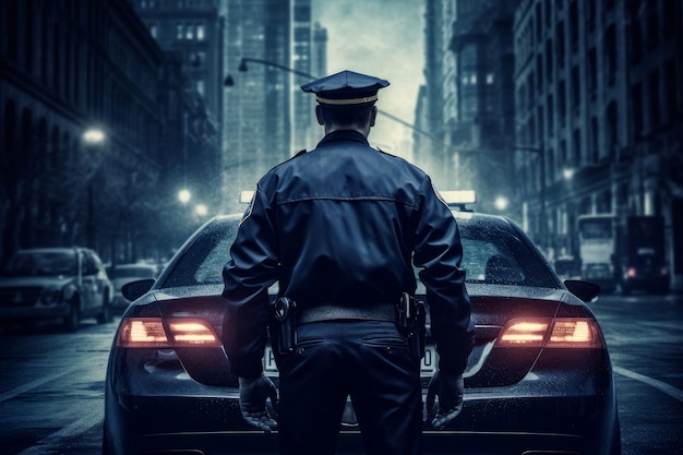 Police officer police car city Generate Ai