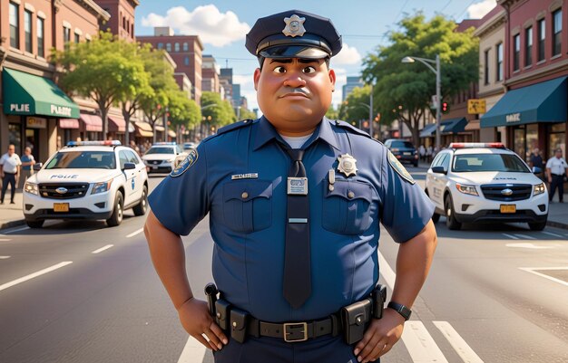 Photo a police officer stands in the middle of a street