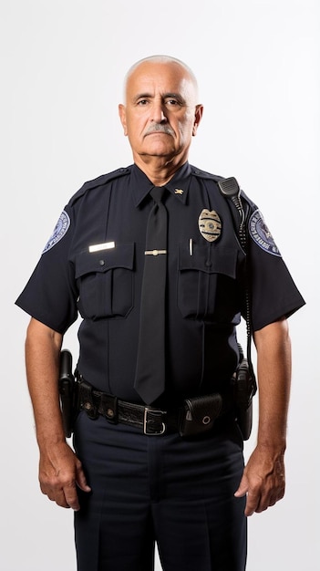 a police officer with a badge on his neck