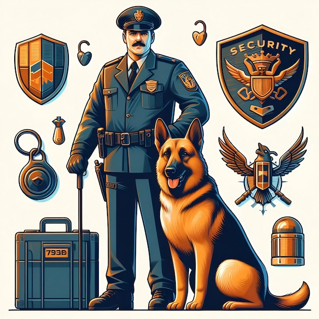 Photo police officer with german shepherd dog