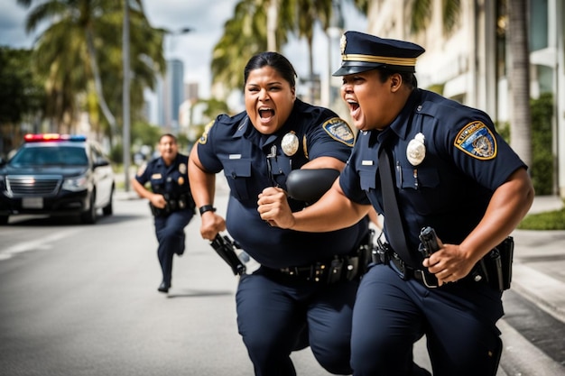 police officers at work in the city daytime on duty