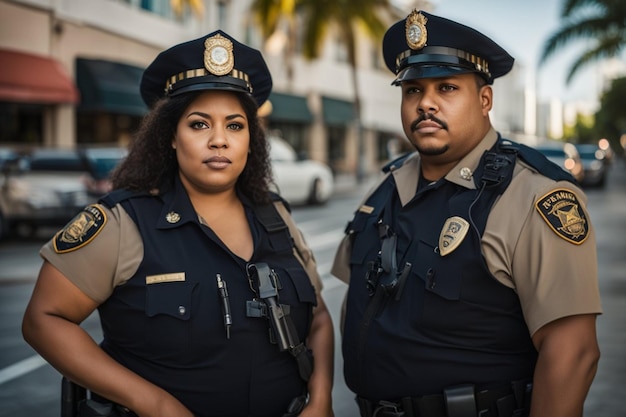 police officers at work in the city daytime on duty