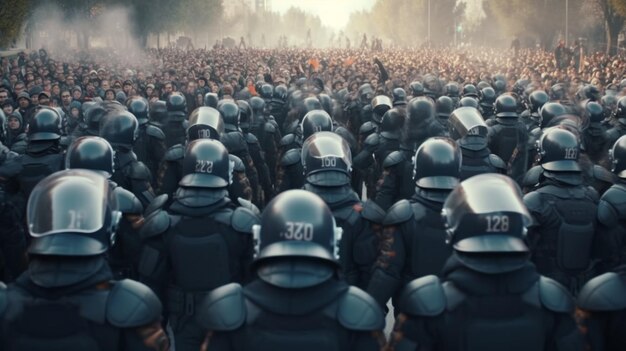 Photo police presence and riot control at a rally