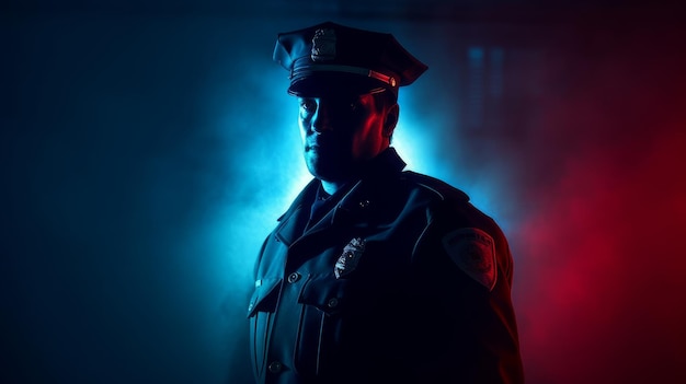 写真 夜のノワールスタイルの警官