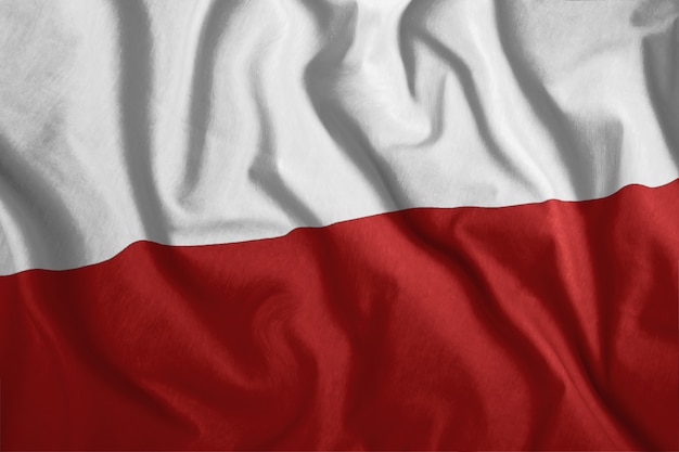 Photo the polish flag is flying in the wind