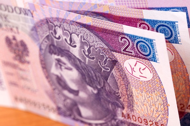 Polish money 20 Zloty a background