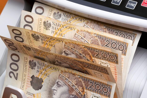 カウントマシンの中のポーランドのお金