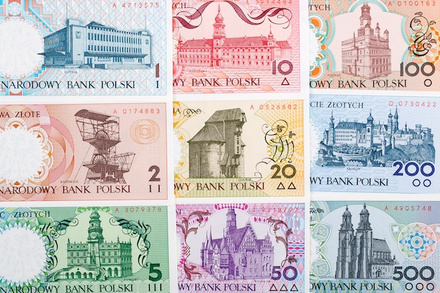 Polish money - the Polish Cities series, a background 