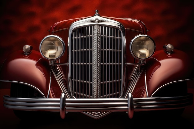 Polished classic car grille with emblem created with generative ai