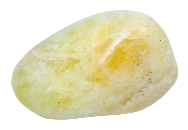 Polished Datolite gemstone isolated on white