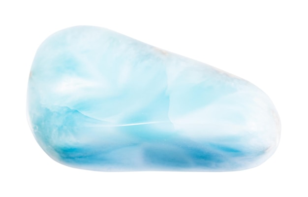 polished larimar gem stone isolated on white