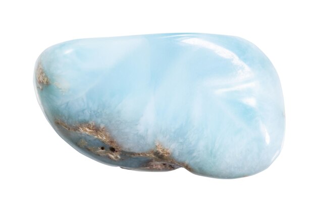 Photo polished larimar gemstone isolated on white