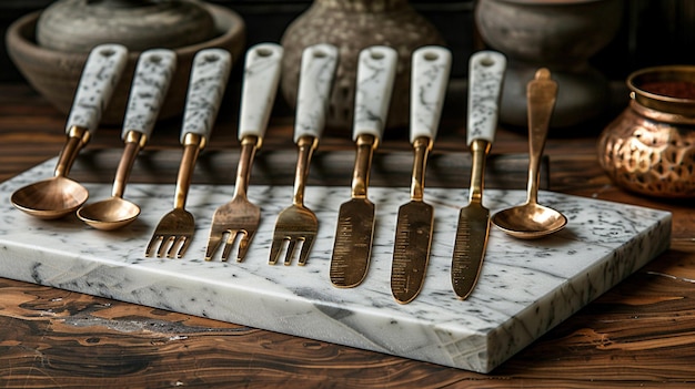 Photo polished marble serving utensils a wallpaper