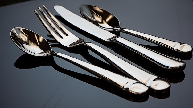 Polished steel cutlery set