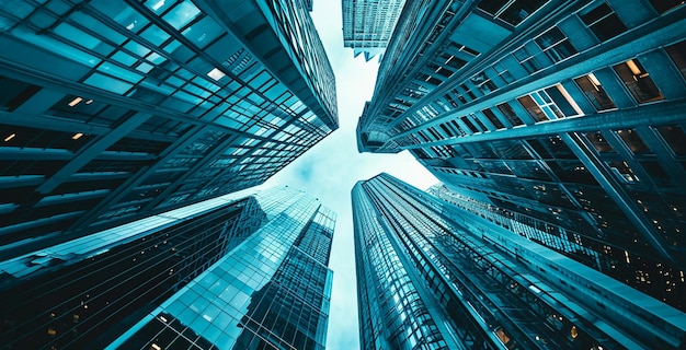 Polished Steel Towers in High Rise Buildings from Above