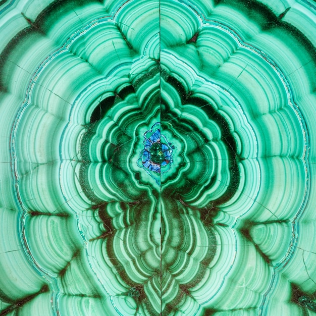 Polished surface of malachite mineral gem stone