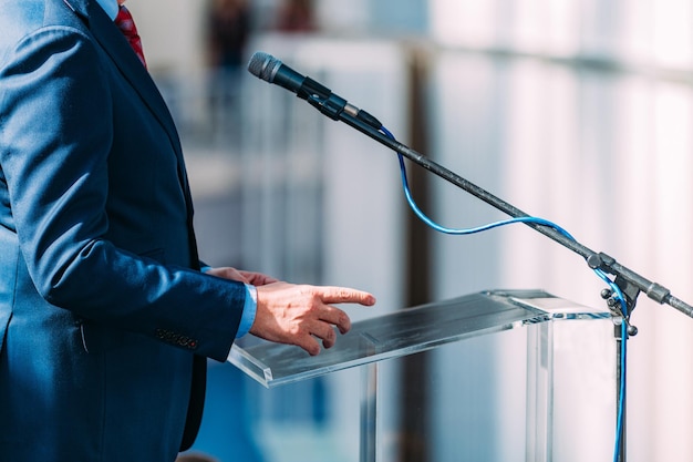 Politician speaking during political event