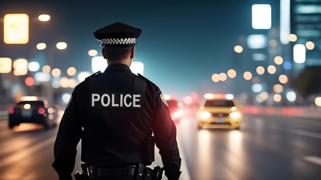 Politieagent die het verkeer op de snelweg regelt