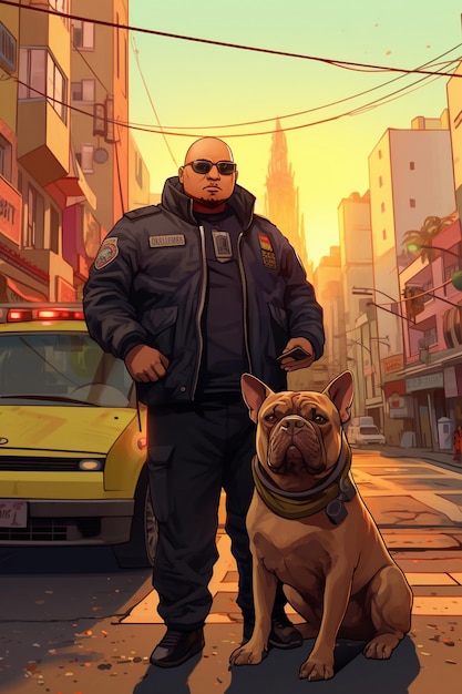 Politieagent en hond.
