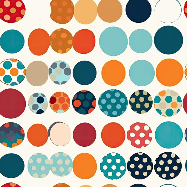Polka Dot Bliss Klassieke patronen in verschillende maten en kleuren vectorkunststijl raw tile AI gegenereerd