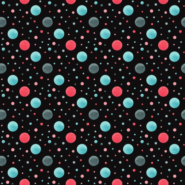 Polka dots seamless pattern dotted fabric texture colorful on black retro style background for kids