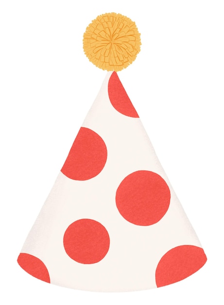 Polka met stippen png kegel hoed sticker rood feest decor doorzichtige achtergrond