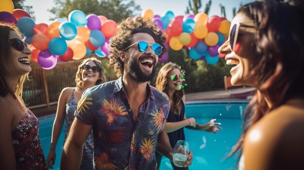 Foto festa elettorale con persone che ridono e si divertono