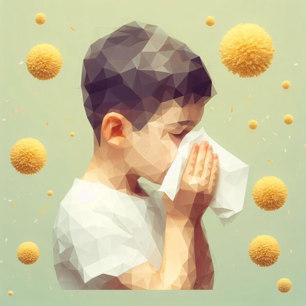 Pollen Allergy Low Poly illustration Healtcare Medicine