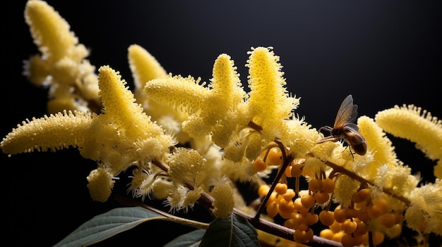 Photo pollen and catkins in nature